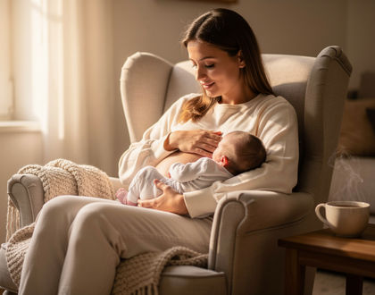 мама с ребенком на кресле