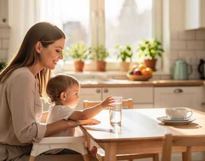 мама с ребенком на кухне