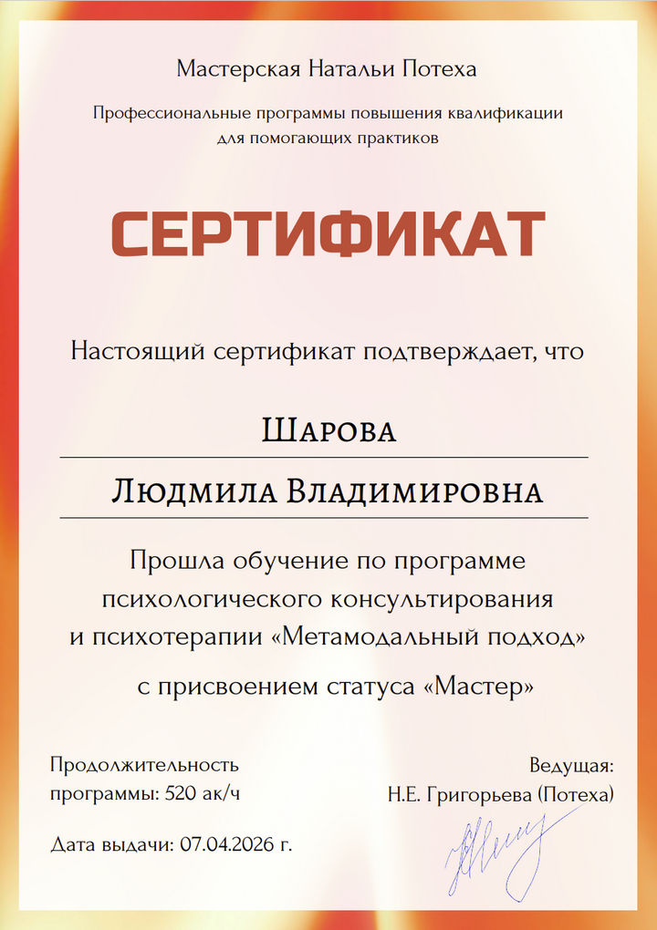 Программа психологического консультирования и психотерапии "Метамодальный подход"