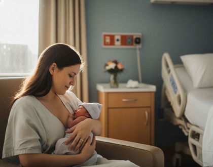 мама с новорожденным в роддоме