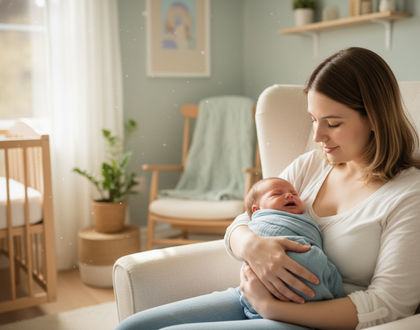 мама успокаивает плачущего ребенка